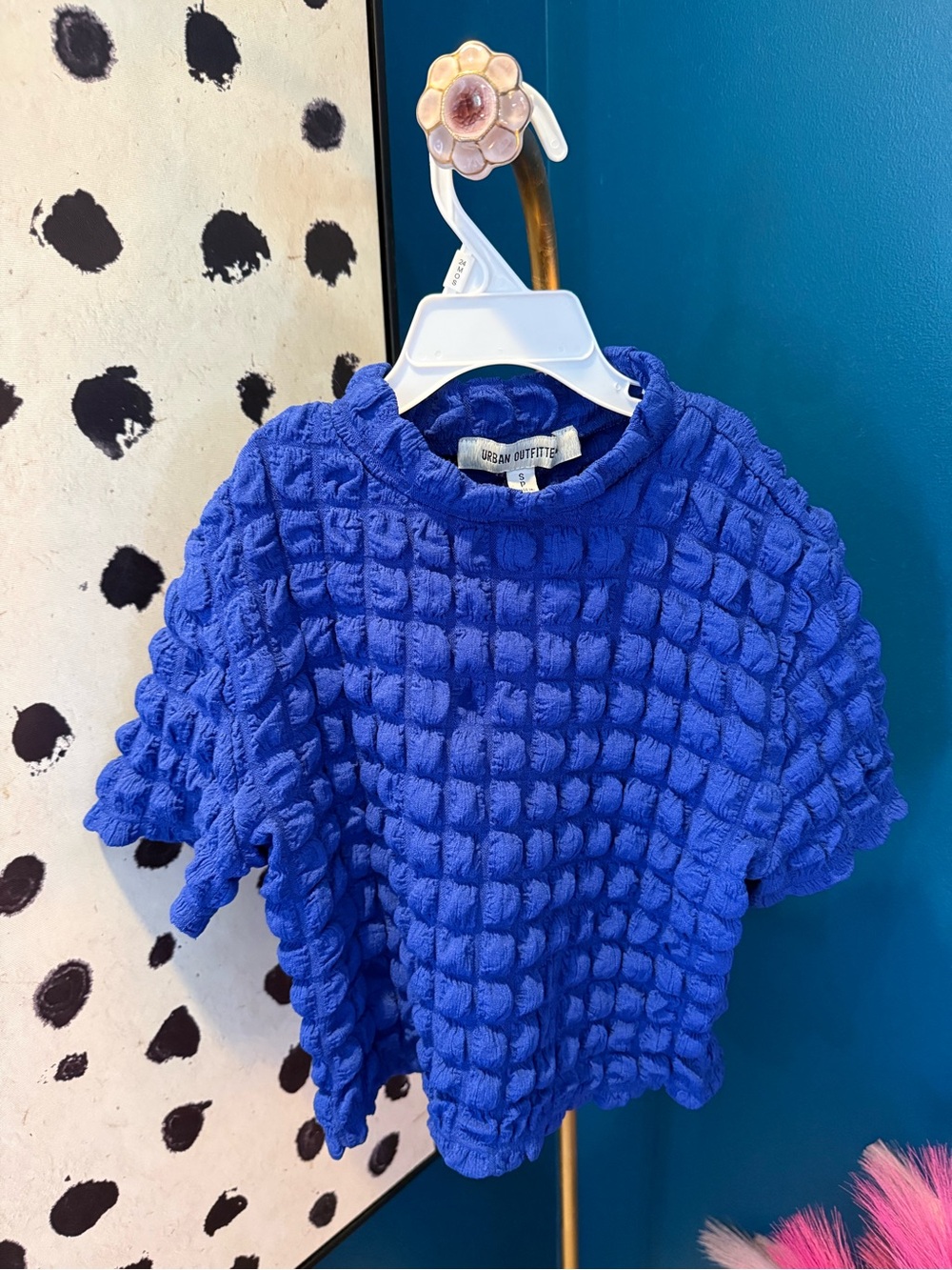 Urban Outfitters Cobalt Blue Bubble Knit Crop Top